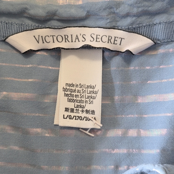 Victoria's Secret Blue And Pink Striped Pajama Shirt Size Large - Picture 6 of 7